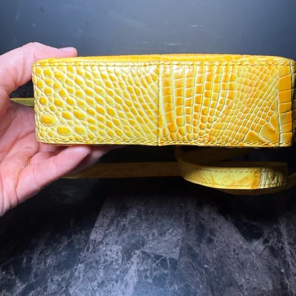 Brahmin Yellow Croc-Embossed Crossbody with Turn-Lock - Picture 3 of 7